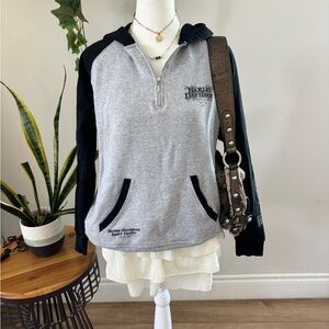 Harley-Davidson Black & Gray Raglan Half-Zip Pullover Hoodie